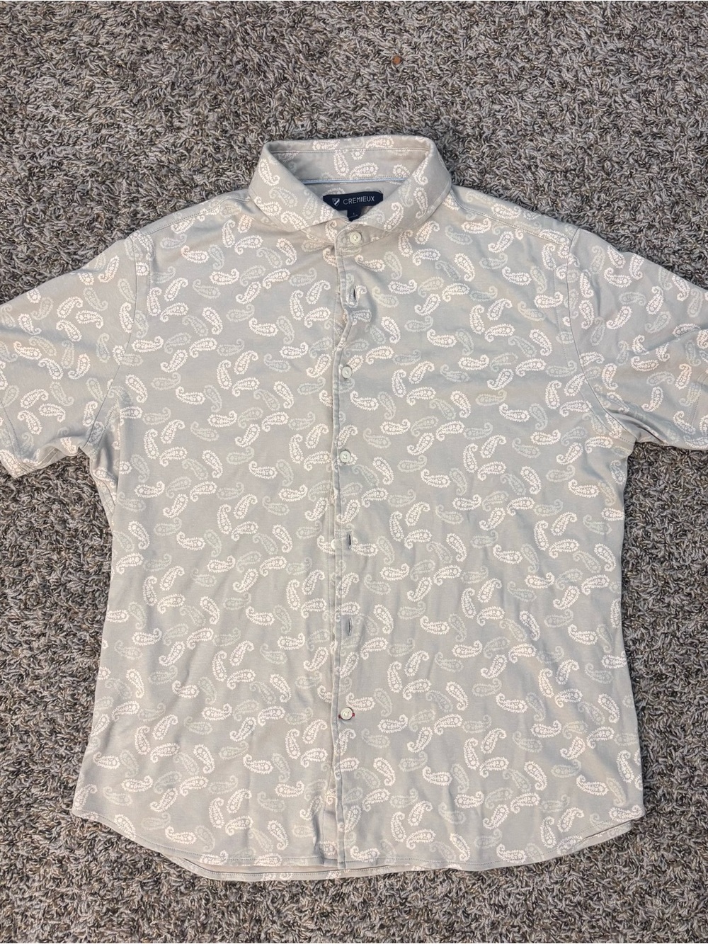 Daniel Cremieux Light Gray Paisley Short-Sleeve Button-Down Shirt